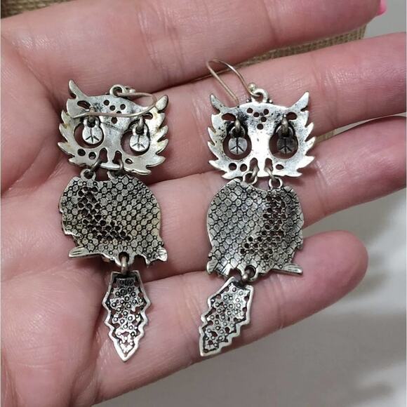 Lucky brand owl turquoise chandelier drop dangle earrings - Picture 5 of 5